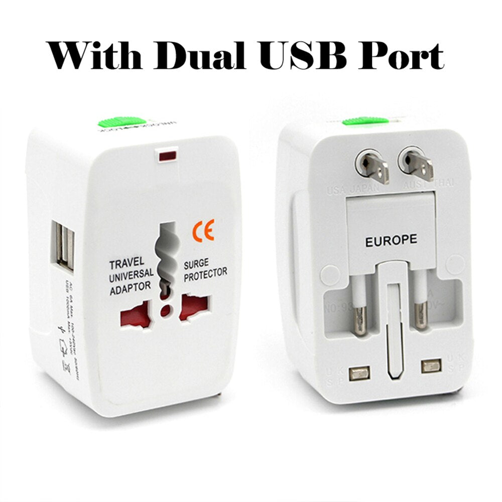 Camping Appliances: Dual USB Portable Electric Plug Power Socket Adapter International Travel Universal Charger Converter EU UK US AU