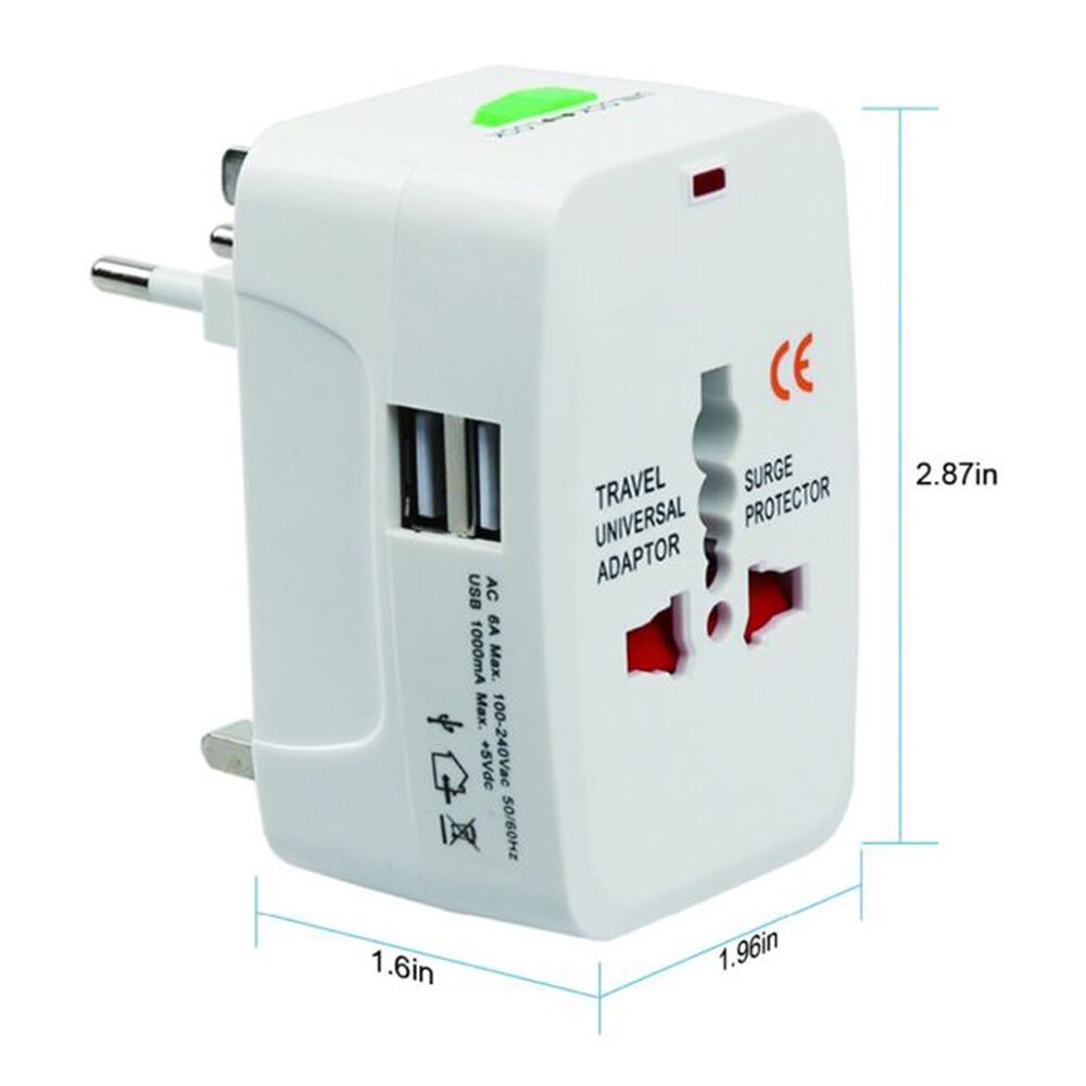 Camping Appliances: Dual USB Portable Electric Plug Power Socket Adapter International Travel Universal Charger Converter EU UK US AU