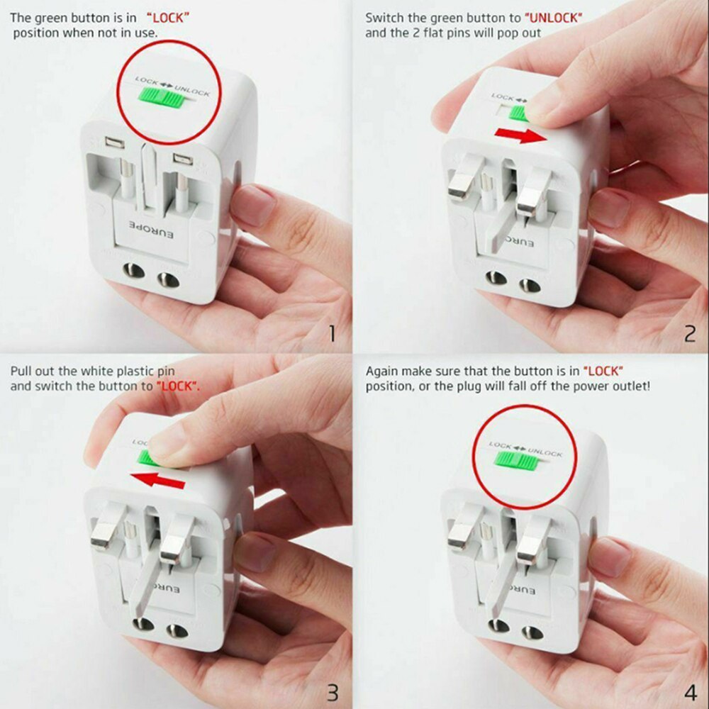 Camping Appliances: Dual USB Portable Electric Plug Power Socket Adapter International Travel Universal Charger Converter EU UK US AU