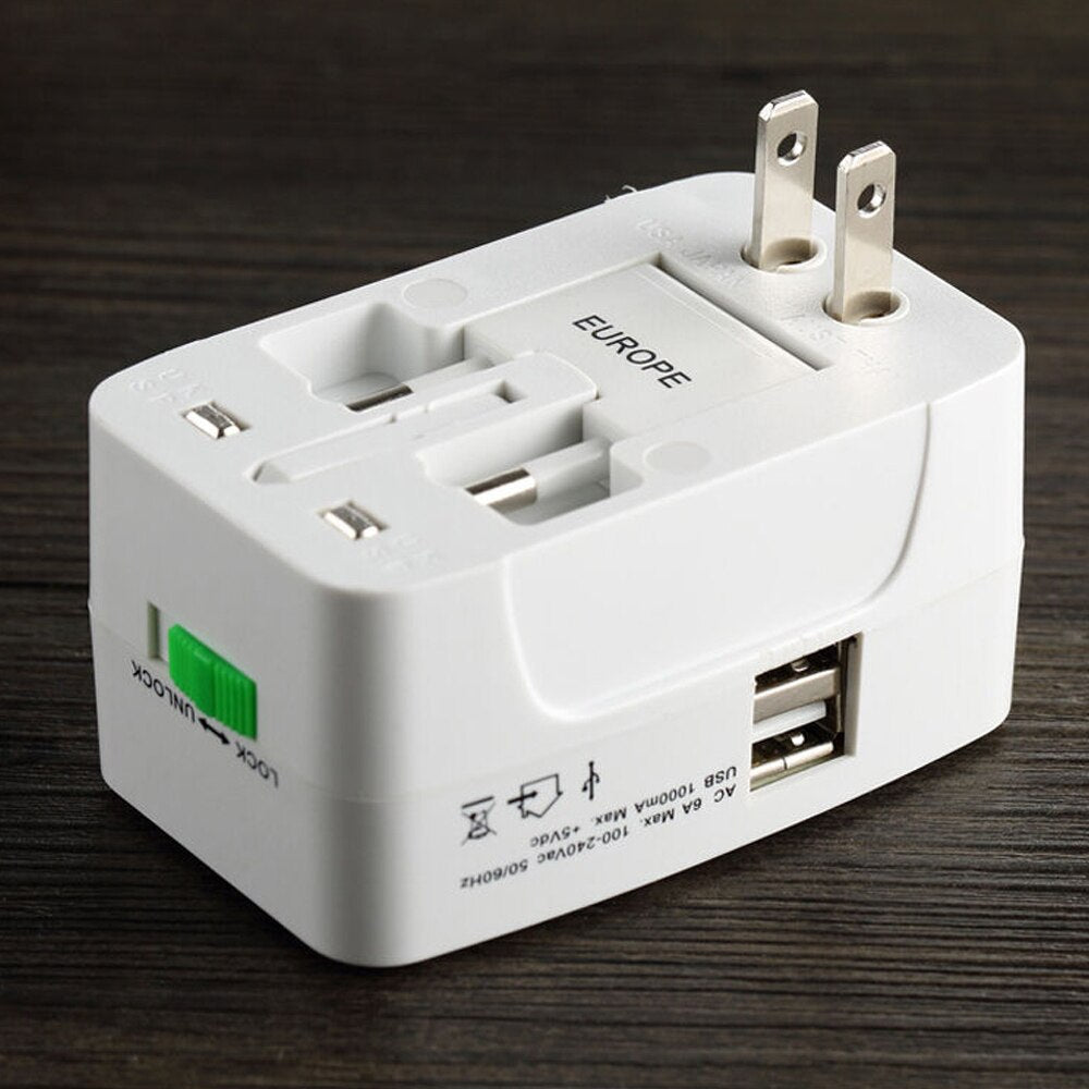 Camping Appliances: Dual USB Portable Electric Plug Power Socket Adapter International Travel Universal Charger Converter EU UK US AU