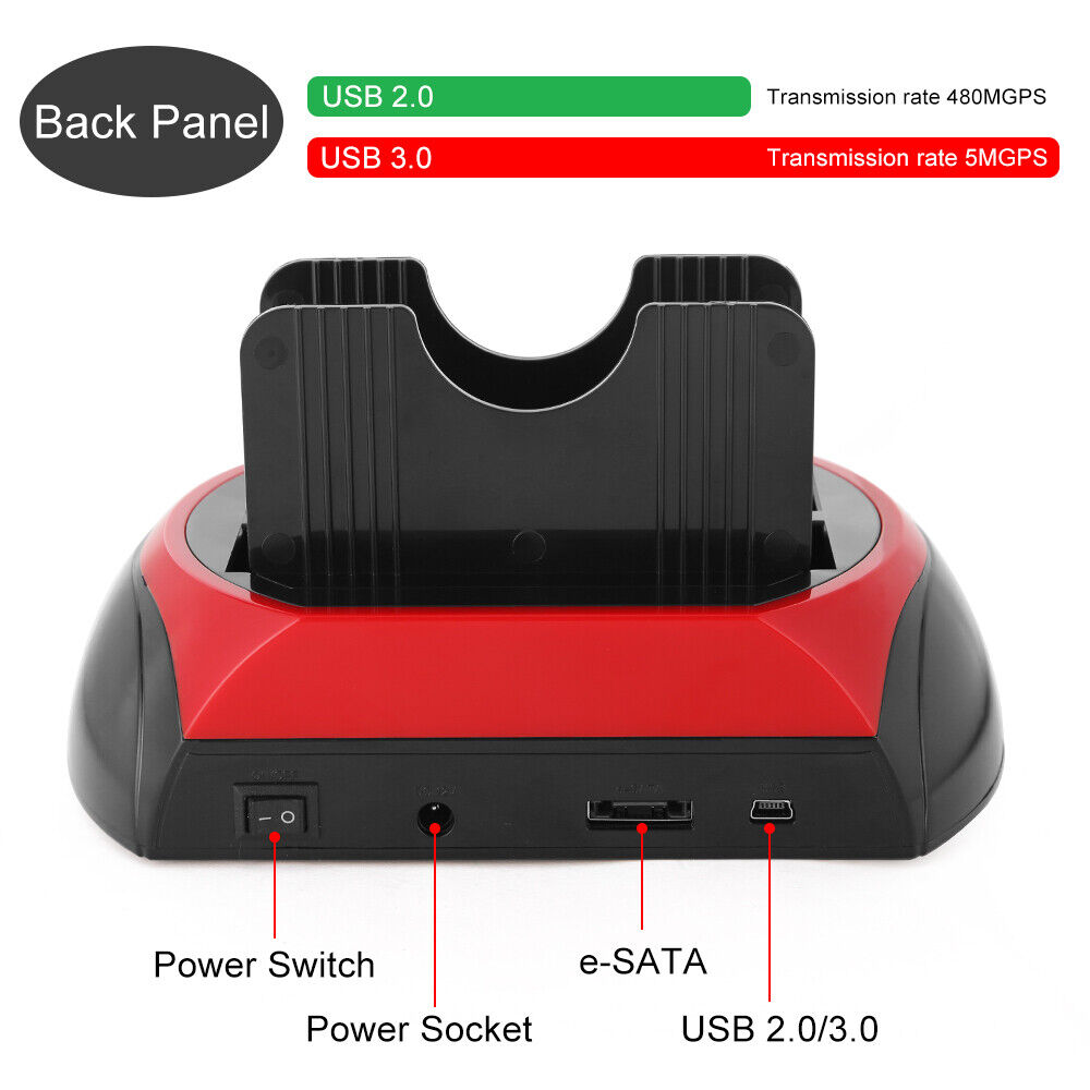 Hard Drives: All In One Docking Station USB Dual-Bay Hard Drive 2.5" 3.5" IDE SATA SSD Card Reader