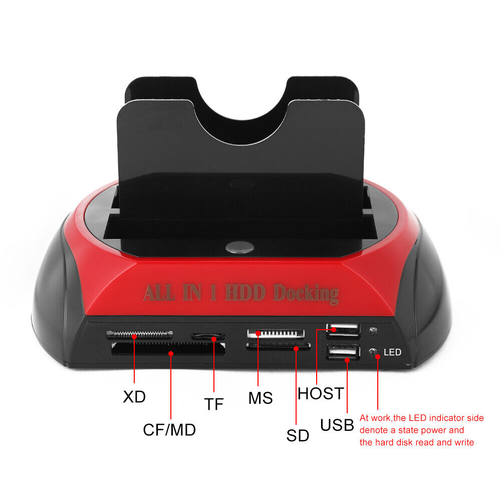 Hard Drives: All In One Docking Station USB Dual-Bay Hard Drive 2.5" 3.5" IDE SATA SSD Card Reader