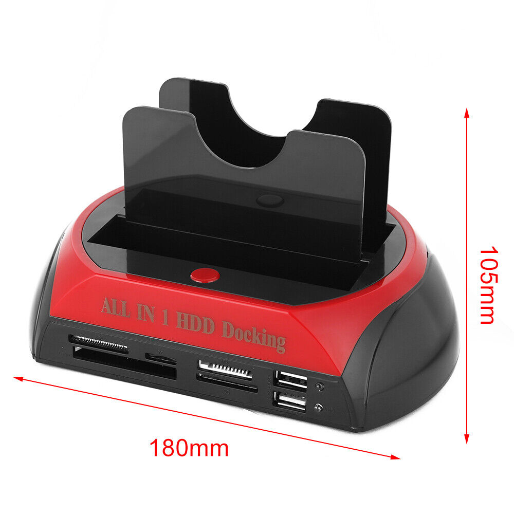 Hard Drives: All In One Docking Station USB Dual-Bay Hard Drive 2.5" 3.5" IDE SATA SSD Card Reader