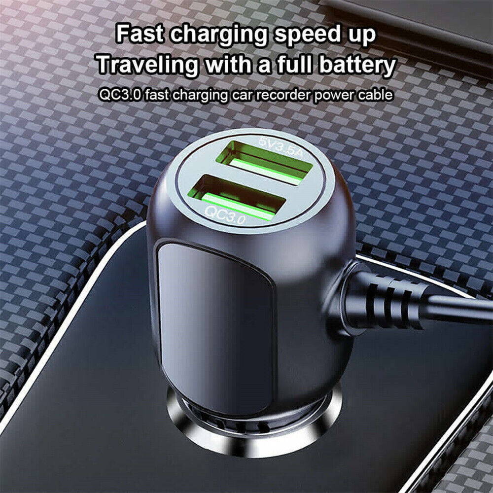 Security Cameras & Accessories: 2 in 1 Dash Cam Car Charger Double USB 5V3.5A QC3.0 Fast 3.5M Cable