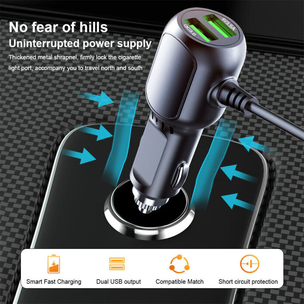 Security Cameras & Accessories: 2 in 1 Dash Cam Car Charger Double USB 5V3.5A QC3.0 Fast 3.5M Cable