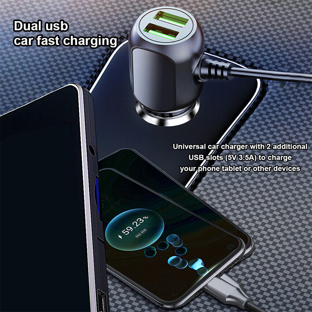 Security Cameras & Accessories: 2 in 1 Dash Cam Car Charger Double USB 5V3.5A QC3.0 Fast 3.5M Cable