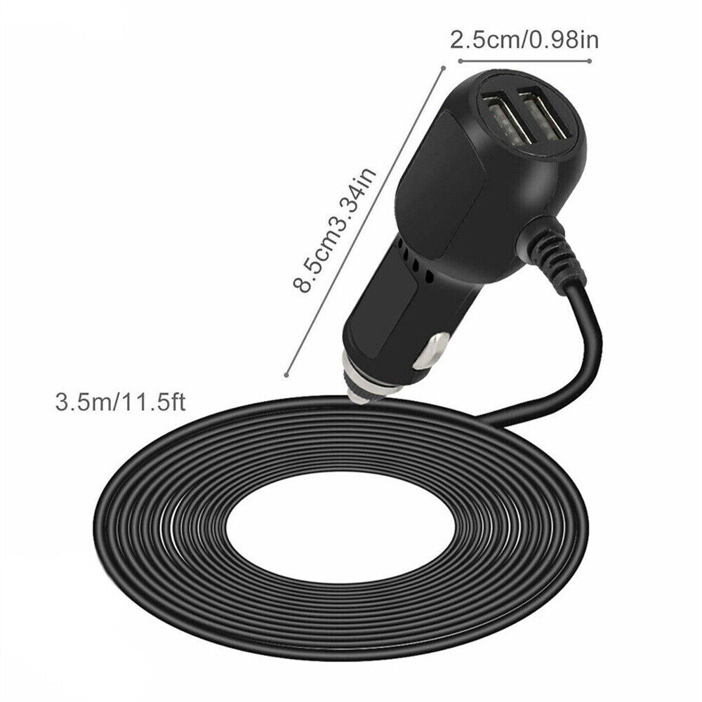 Security Cameras & Accessories: 2 in 1 Dash Cam Car Charger Double USB 5V3.5A QC3.0 Fast 3.5M Cable