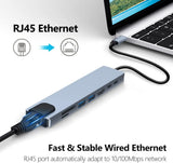 Computer Cables & Adapters: 8in1 Hub USB-C To Type-C USB 3.0 4K HDMI RJ45 Ethernet SD TF OTG PD Port Adapter