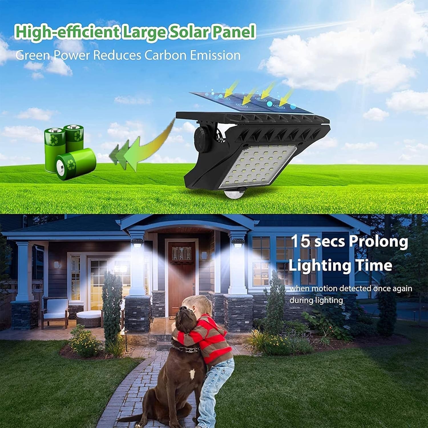 Garden Wall Lights: Clip-On Solar LED Light Outdoor Motion Sensor 45 LEDs IP65 Waterproof Security Wall Light