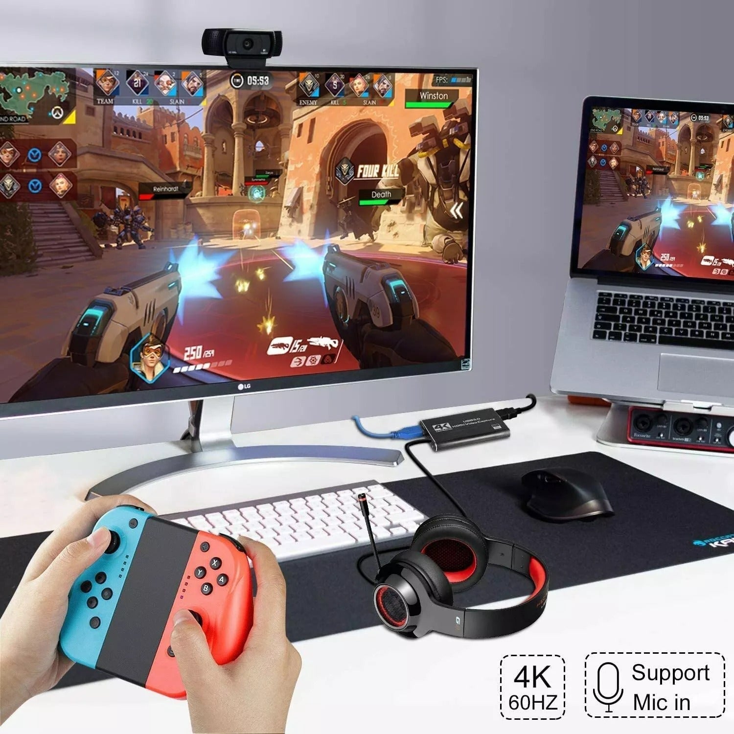 Audio Players & Recorders: 4K 1080P 60FPS HDMI to USB 3.0 Video Capture Card For PS4/PC/OBS Nintendo Switch