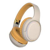 Over Ear Headphones: JR H6 Foldable Bluetooth 5.3 Wireless Headphone Over Ear Active Noise Cancelling Deep Bass Headset (Beige)