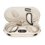 Over Ear Headphones: Wireless Earhook Sports Headphones Open-Ear Bluetooth 5.4 Sweat-Resistant Earphones (Beige)
