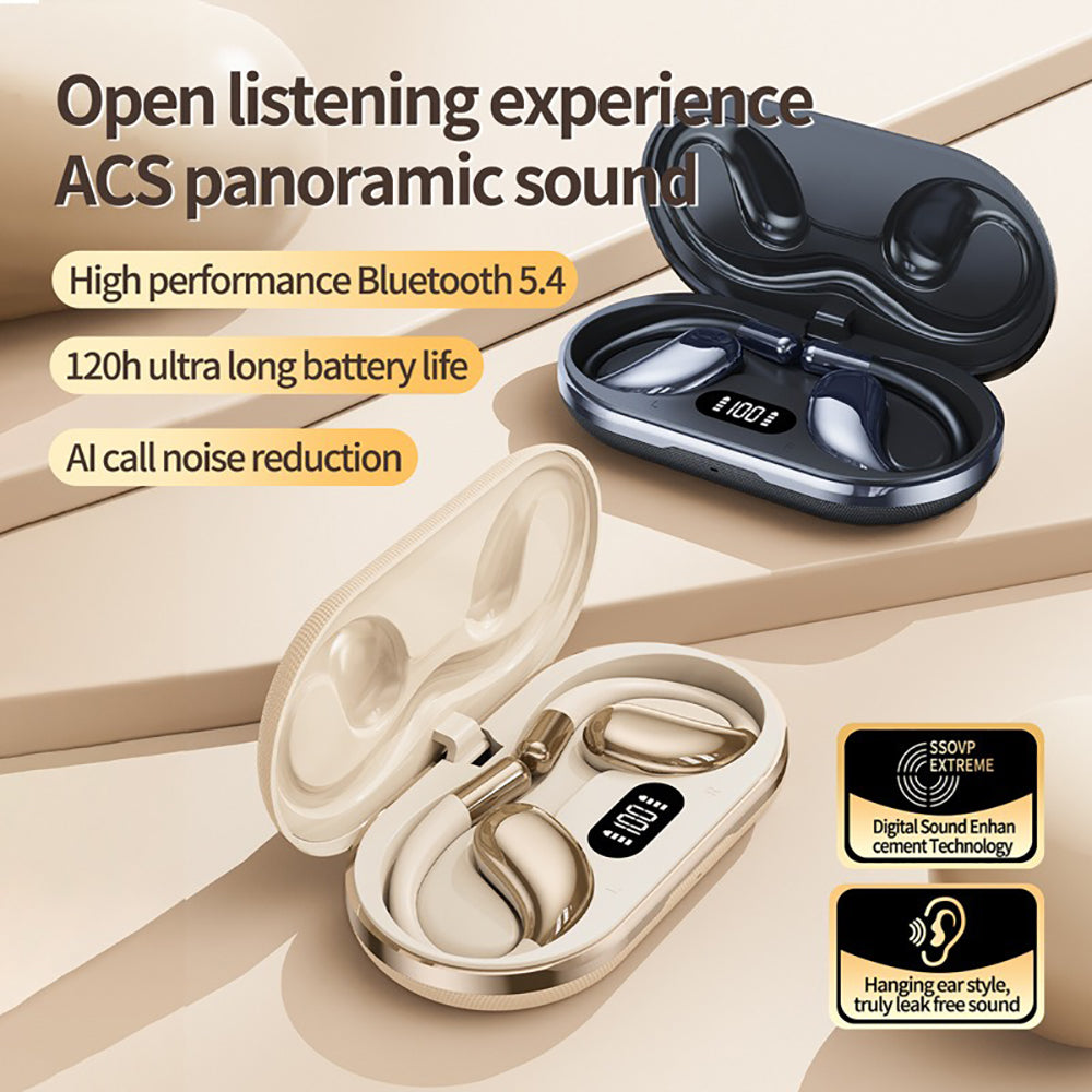 Wireless Earhook Sports Headphones Open-Ear Bluetooth 5.4 Sweat-Resistant Earphones (Beige)