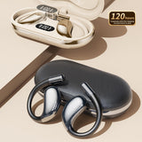 Over Ear Headphones: Wireless Earhook Sports Headphones Open-Ear Bluetooth 5.4 Sweat-Resistant Earphones (Beige)