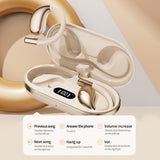 Over Ear Headphones: Wireless Earhook Sports Headphones Open-Ear Bluetooth 5.4 Sweat-Resistant Earphones (Beige)