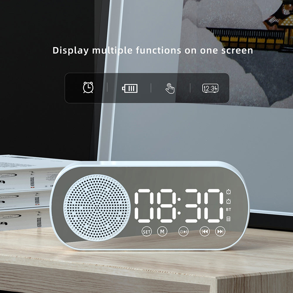 Wireless Bluetooth Speaker Alarm Clock Music Radio Player Timer Hands-Free Calling (Black)