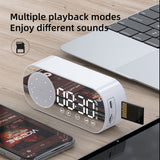 Bluetooth Speakers: Wireless Bluetooth Speaker Alarm Clock Music Radio Player Timer Hands-Free Calling (White)