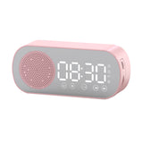 Bluetooth Speakers: Wireless Bluetooth Speaker Alarm Clock Music Radio Player Timer Hands-Free Calling (Pink)