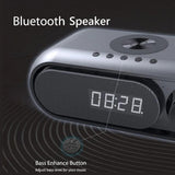 Bluetooth Speakers: Bluetooth Speaker with 15W Wireless Charger Digital Alarm Clocks FM Radio Music Player (Grey)