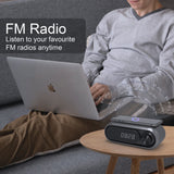 Bluetooth Speakers: Bluetooth Speaker with 15W Wireless Charger Digital Alarm Clocks FM Radio Music Player (White)