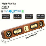 Audio Speakers: Retro Wood Grain Wireless Bluetooth Speaker Soundbar Deep Bass USB/TF/AUX Inputs