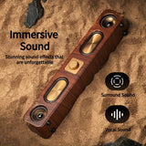 Audio Speakers: Retro Wood Grain Wireless Bluetooth Speaker Soundbar Deep Bass USB/TF/AUX Inputs