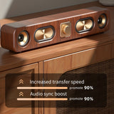 Audio Speakers: Retro Wood Grain Wireless Bluetooth Speaker Soundbar Deep Bass USB/TF/AUX Inputs