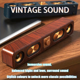 Audio Speakers: Retro Wood Grain Wireless Bluetooth Speaker Soundbar Deep Bass USB/TF/AUX Inputs