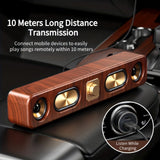 Audio Speakers: Retro Wood Grain Wireless Bluetooth Speaker Soundbar Deep Bass USB/TF/AUX Inputs
