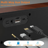 Audio Speakers: Retro Wood Grain Wireless Bluetooth Speaker Soundbar Deep Bass USB/TF/AUX Inputs