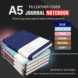 A5 200 Pages Fashion Glued PU Leather Cover Journal Travel Notebook Travellers Diary(Light Blue)