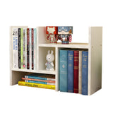 Desks: Resize-able Thick Wood Desktop Bookshelf Display Rack Unit(White)