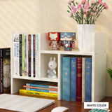 Desks: Resize-able Thick Wood Desktop Bookshelf Display Rack Unit(White)