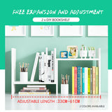 Desks: Resize-able Thick Wood Desktop Bookshelf Display Rack Unit(White)