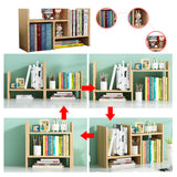 Desks: Resize-able Thick Wood Desktop Bookshelf Display Rack Unit(White)