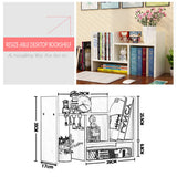 Desks: Resize-able Thick Wood Desktop Bookshelf Display Rack Unit(White)