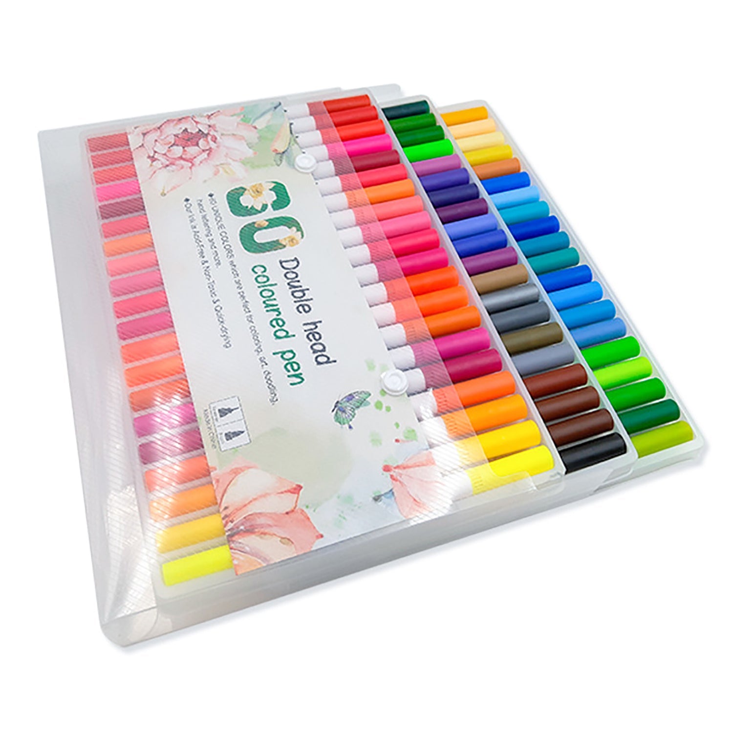 Pens & Pencils: 60 Unique Colors Double Head Acid- Free Non-Toxic Coloured Pens