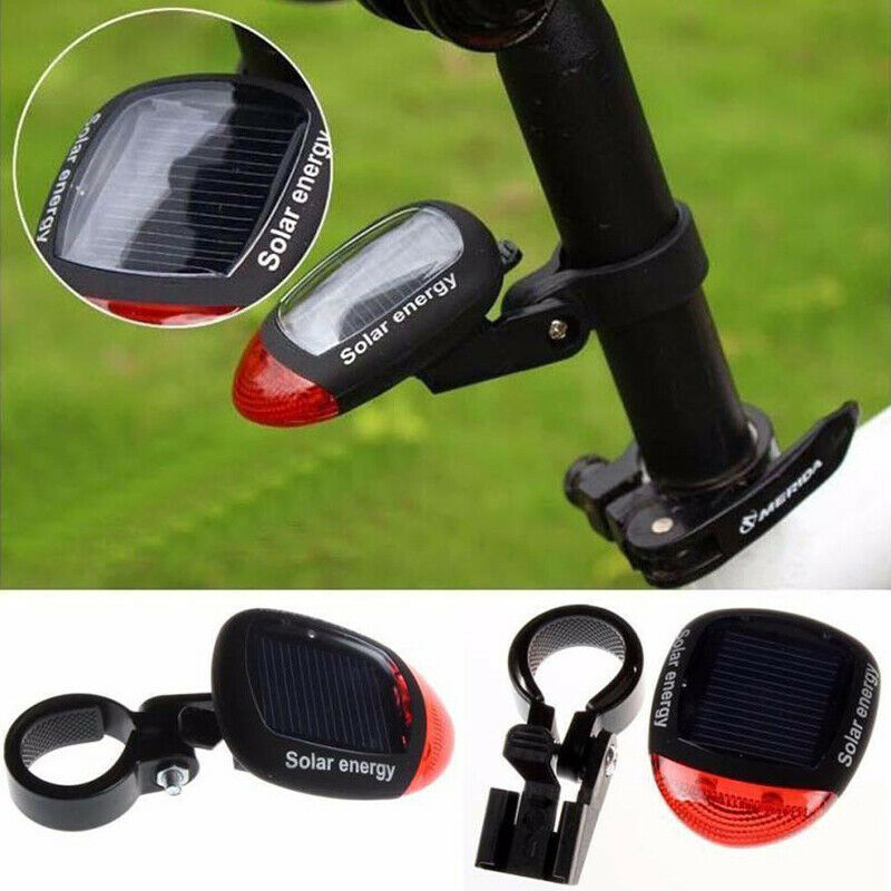 Bicycle Parts: Solar Powered Bicycle Cycling Bike LED Headlight + Rear Tail Light Lamp LED with Gift Box