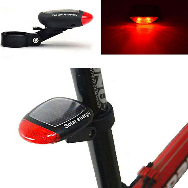 Bicycle Parts: Solar Powered Bicycle Cycling Bike LED Headlight + Rear Tail Light Lamp LED with Gift Box