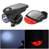 Bicycle Parts: Solar Powered Bicycle Cycling Bike LED Headlight + Rear Tail Light Lamp LED with Gift Box