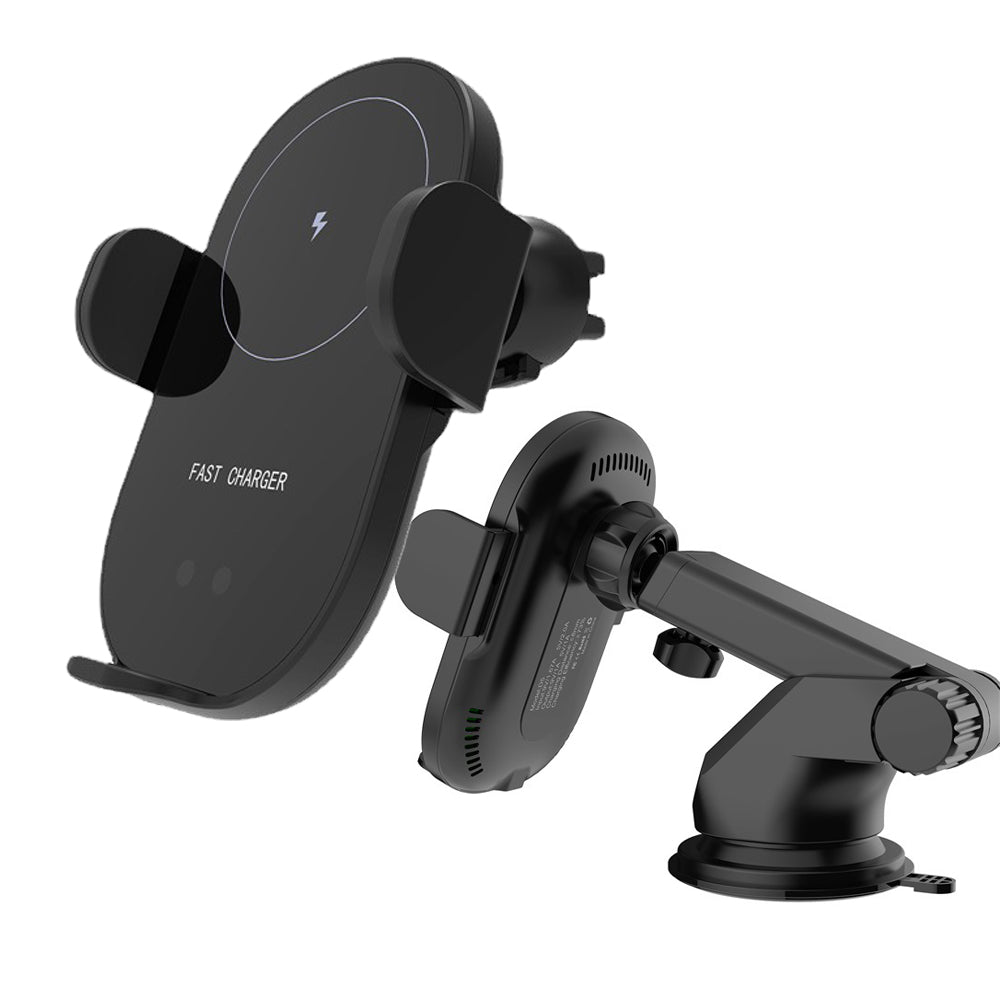 Car Mounts: Automatic Clamping 15W Wireless Car Fast Charger Mount 2in1 Car Phone Holder