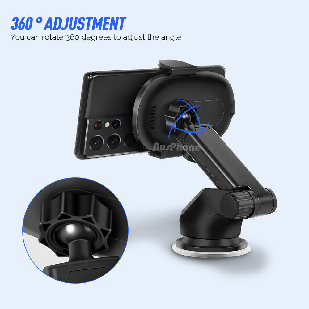 Car Mounts: Automatic Clamping 15W Wireless Car Fast Charger Mount 2in1 Car Phone Holder
