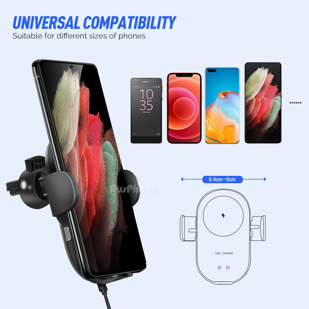 Car Mounts: Automatic Clamping 15W Wireless Car Fast Charger Mount 2in1 Car Phone Holder