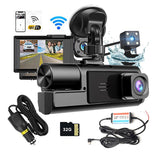 Security Cameras & Accessories: WIFI 3 Channels Dash Cam 1080P Full HD Car Dashcam with Hardwire Kit and 32GB Card
