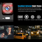 Security Cameras & Accessories: WIFI 3 Channels Dash Cam 1080P Full HD Car Dashcam with Hardwire Kit and 32GB Card