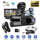 Security Cameras & Accessories: WIFI 3 Channels Dash Cam 1080P Full HD Car Dashcam with Hardwire Kit and 32GB Card