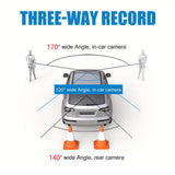 Security Cameras & Accessories: Front and Rear Triple Lens Dash Cam 1080P HD 4-inch touch screen wide-angle lens