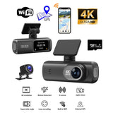 Security Cameras & Accessories: 4K Front and Rear Dual Dash Cam WiFi GPS Car Camera with 64GB SD Card