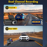 Security Cameras & Accessories: 4K Front and Rear Dual Dash Cam WiFi GPS Car Camera with 64GB SD Card