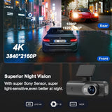 Security Cameras & Accessories: 4K Front and Rear Dual Dash Cam WiFi GPS Car Camera with 64GB SD Card